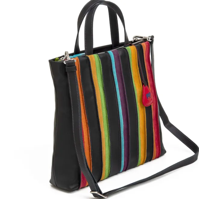 Clearance Mywalit Laguna Large Leather and Suede Shopper black
