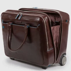 Best Piquadro Black Square Briefcase with wheels 2 compartments black