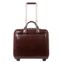 Best Piquadro Black Square Briefcase with wheels 2 compartments brown