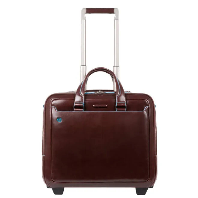 Best Piquadro Black Square Briefcase with wheels 2 compartments brown