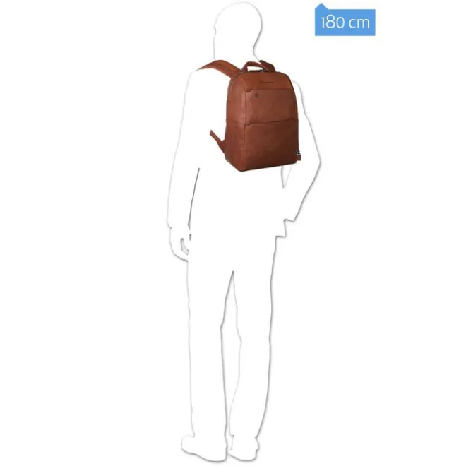 Best Piquadro Black Square Computer Backpack with iPad Compartment tobacco
