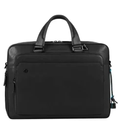 Best Piquadro Black Square Portfolio Computer Briefcase with iPad Compartment black