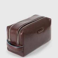 Discount Piquadro Blue Square Beauty bag 2 zippers brown