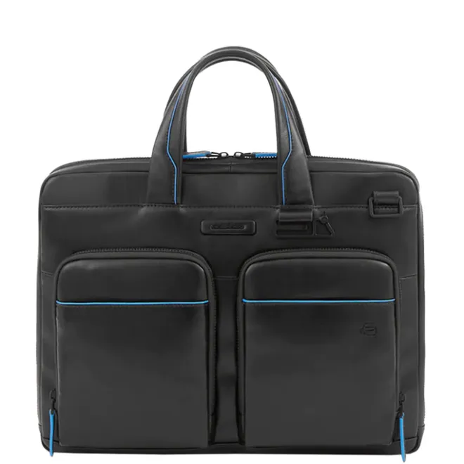 Best Piquadro Blue Square Computer Portfolio Briefcase 14'' black
