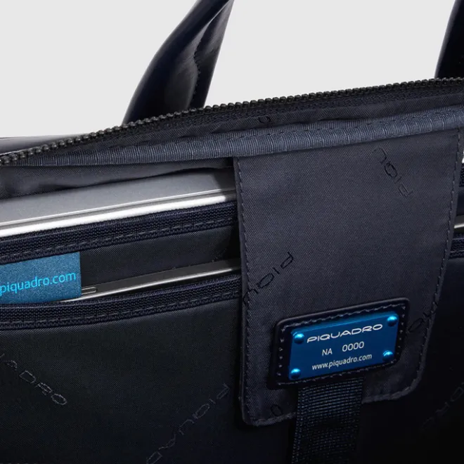 Best Piquadro Blue Square Computer Portfolio Briefcase 14'' black