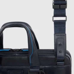 Best Piquadro Blue Square Computer Portfolio Briefcase 14'' black