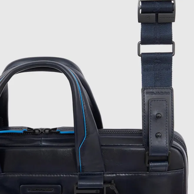 Best Piquadro Blue Square Computer Portfolio Briefcase 14'' black