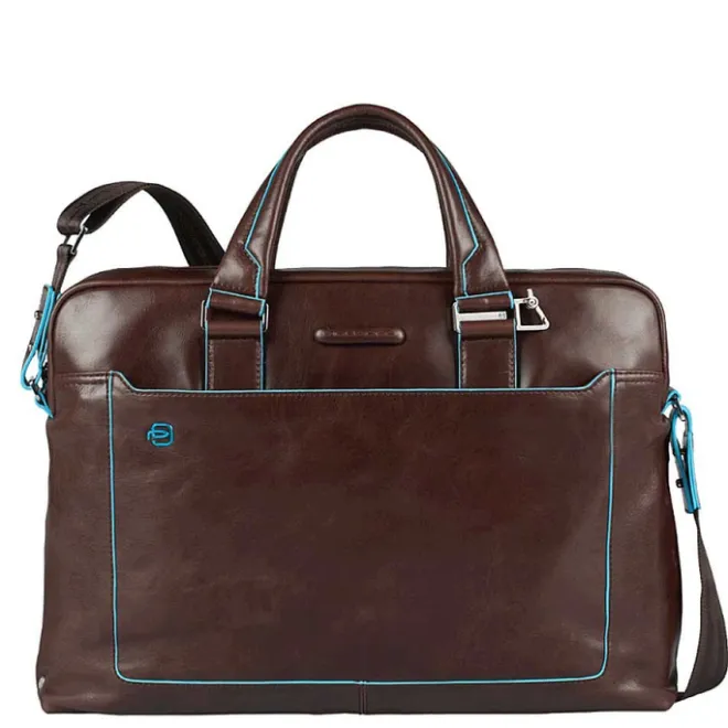 Best Piquadro Blue Square Computer Portfolio Briefcase 15'' mahogany