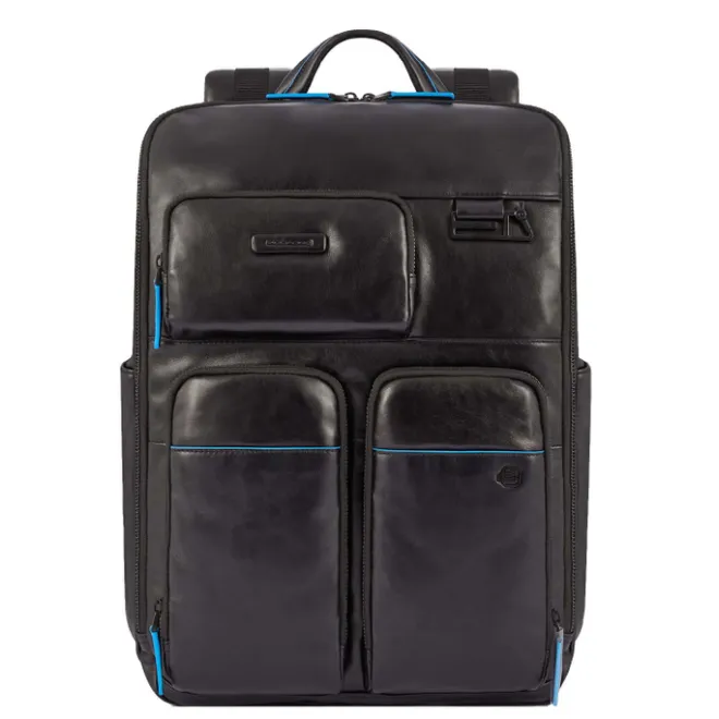 New Piquadro Blue Square Computer Backpack With iPad Pro black