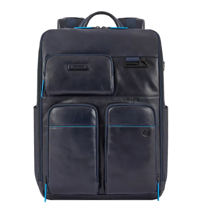 Clearance Piquadro Blue Square Computer Backpack With iPad Pro blue