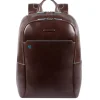Hot Piquadro Blue Square Computer Backpack with iPad Compartment dark brown