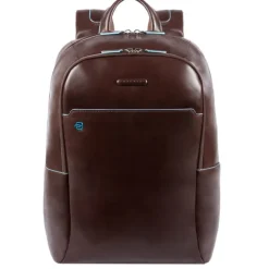 Hot Piquadro Blue Square Computer Backpack with iPad Compartment dark brown