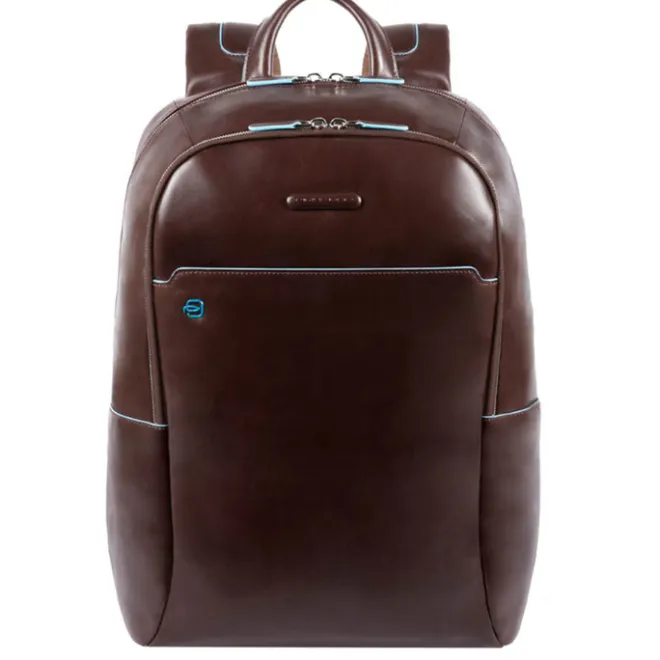 Hot Piquadro Blue Square Computer Backpack with iPad Compartment dark brown