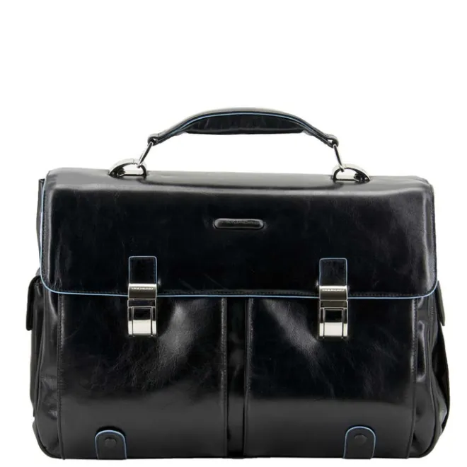 New Piquadro Blue Square Computer Briefcase black