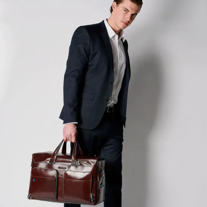 Sale Piquadro Blue Square Duffel Bag brown