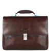 Piquadro Blue Square Exp. Computer Portfolio Briefcase mahogany