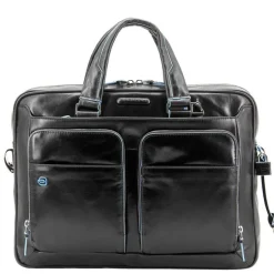 New Piquadro Blue Square Organized Laptop & iPad Case black