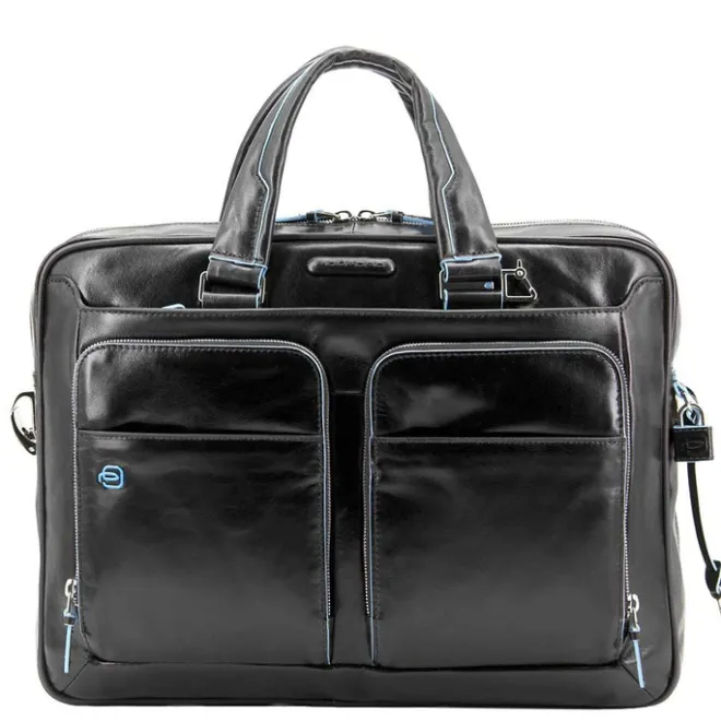 New Piquadro Blue Square Organized Laptop & iPad Case black