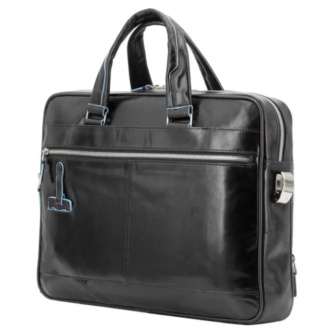 New Piquadro Blue Square Organized Laptop & iPad Case black
