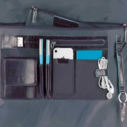 New Piquadro Blue Square Organized Laptop & iPad Case black