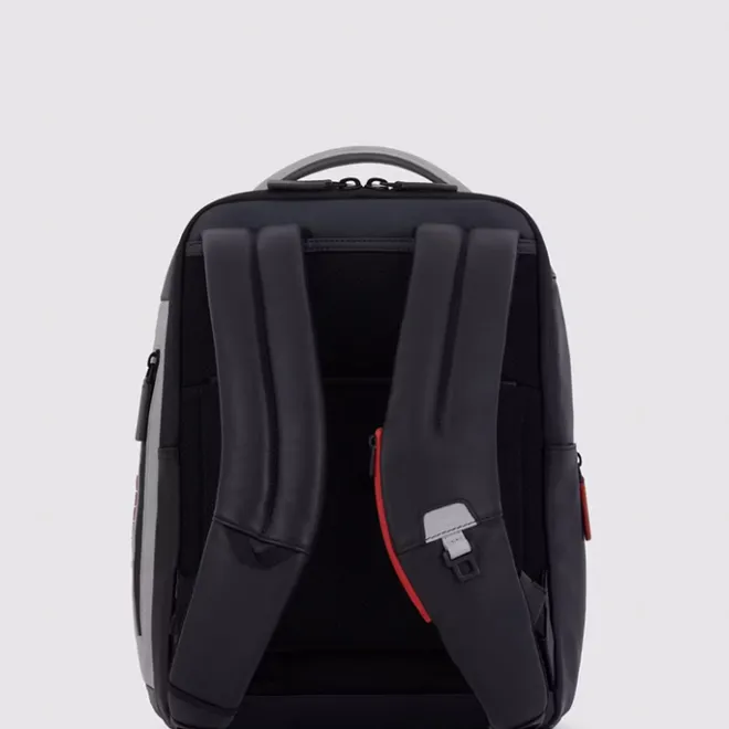 New Piquadro Urban Leather Computer Backpack 14" grey/black