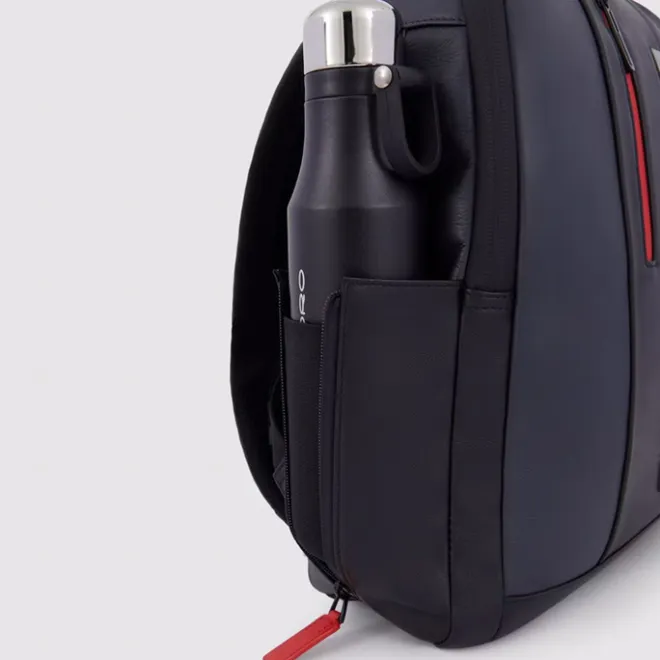 New Piquadro Urban Leather Computer Backpack 14" grey/black