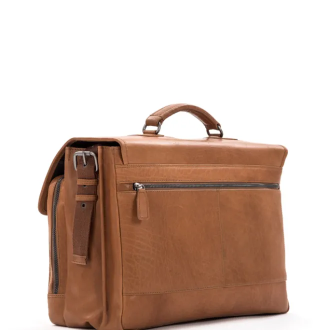 Outlet Plevier Quartz Volnerf 3-vaks Laptoptas 15.6" cognac