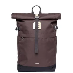 Clearance Sandqvist Icon Rolltop Backpack M brown with natural leather