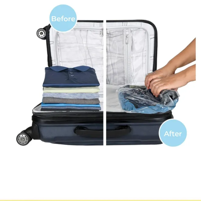Outlet Travelbags Space Buddy Vacuümzakken Travelset 4-pcs transparant