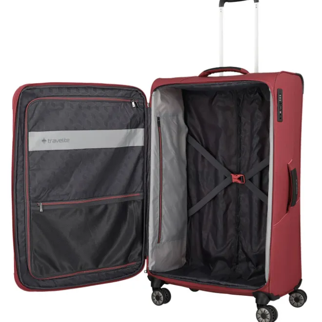 New Travelite Skaii 4 Wheel Trolley L Expandable red