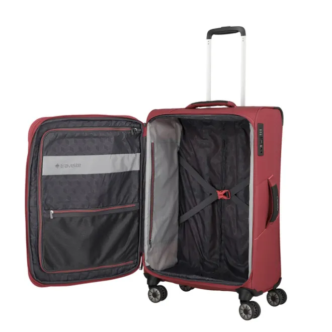 Clearance Travelite Skaii 4 Wheel Trolley M Expandable red