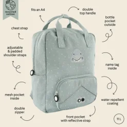 Trixie Mr. Shark Large Backpack light grey