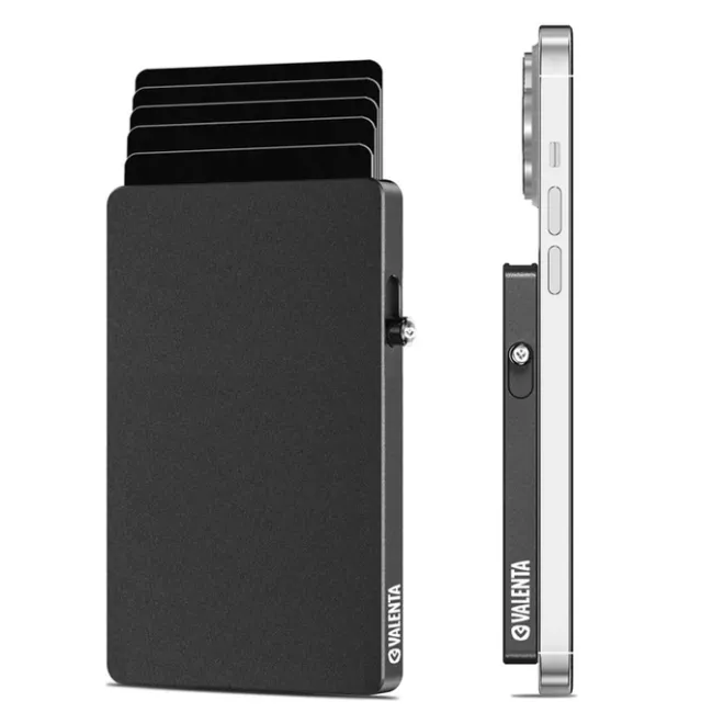 Outlet Valenta Card Wallet Leather MagSafe Luxe graphite grey